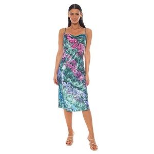Bebe Satin Floral Midi Slip Dress XL